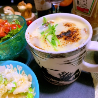 お揚げとお麩のあご出汁オニオングラタンスープ